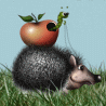 Аватарка Ёжик несёт яблоко с червяком