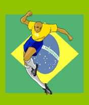футболист с мячем Бразилия