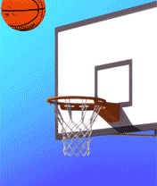 баскетбольный мяч попадает в кольцо